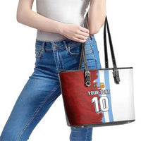 Half Argentina and Half Spain Football Leather Tote Bag Grunge Style - Wonder Print Shop
