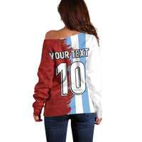 Half Argentina and Half Spain Football Off Shoulder Sweater Grunge Style - Wonder Print Shop