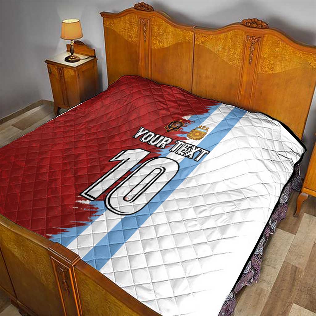 Half Argentina and Half Spain Football Quilt Grunge Style - Wonder Print Shop