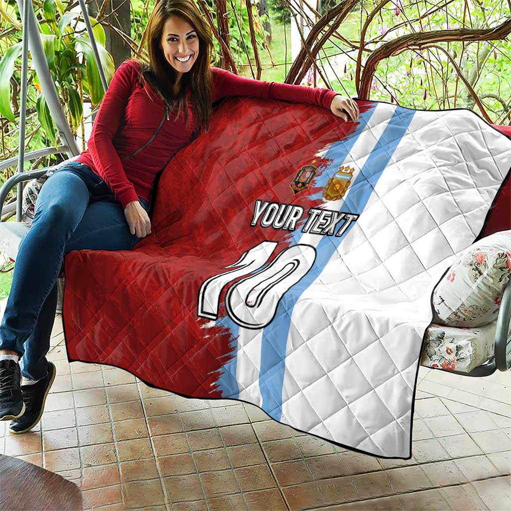 Half Argentina and Half Spain Football Quilt Grunge Style - Wonder Print Shop