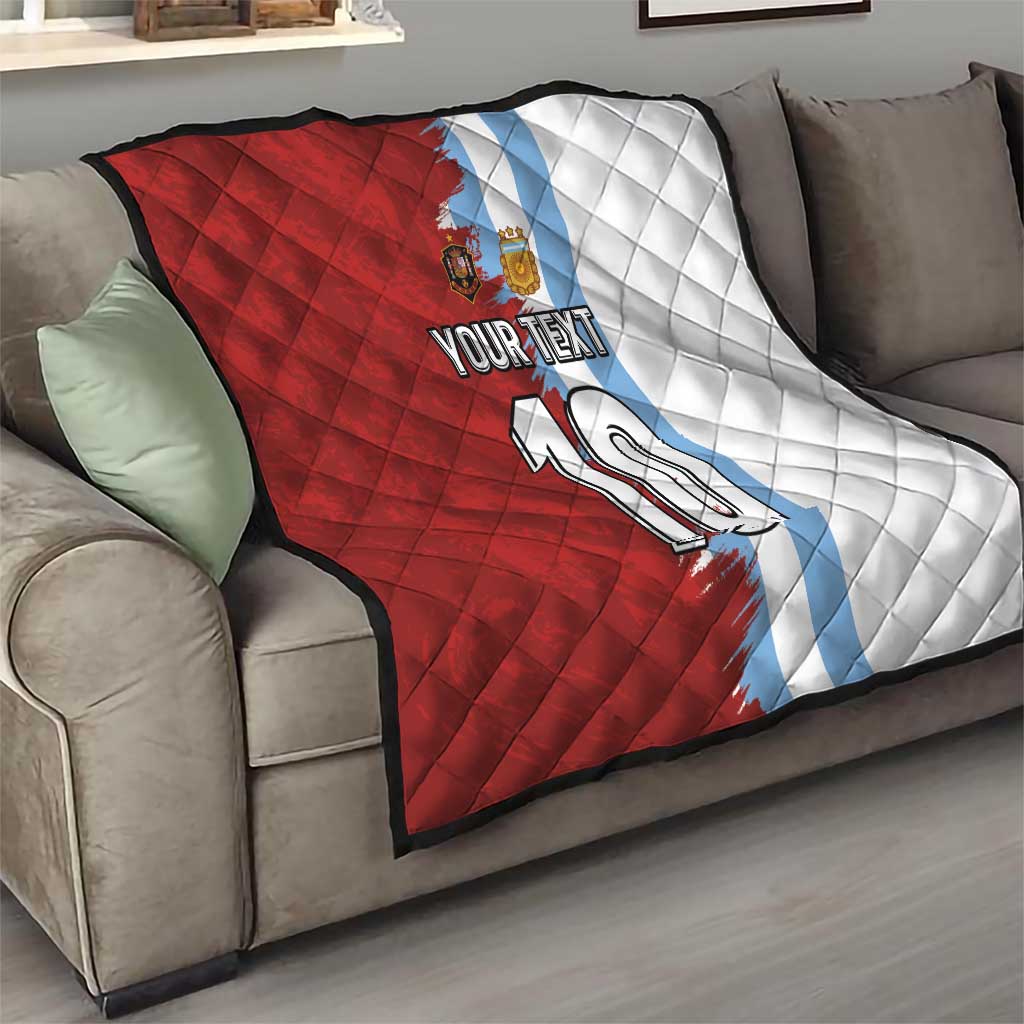 Half Argentina and Half Spain Football Quilt Grunge Style - Wonder Print Shop