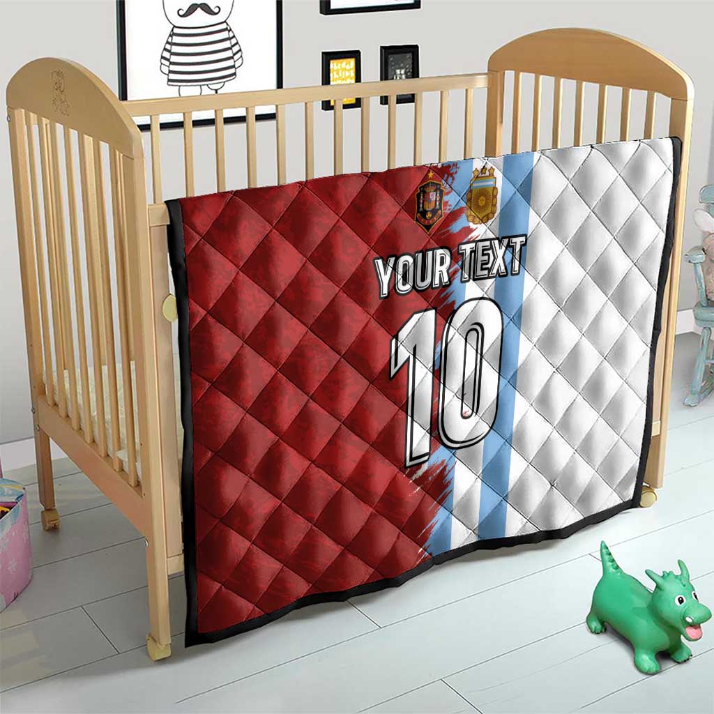 Half Argentina and Half Spain Football Quilt Grunge Style - Wonder Print Shop