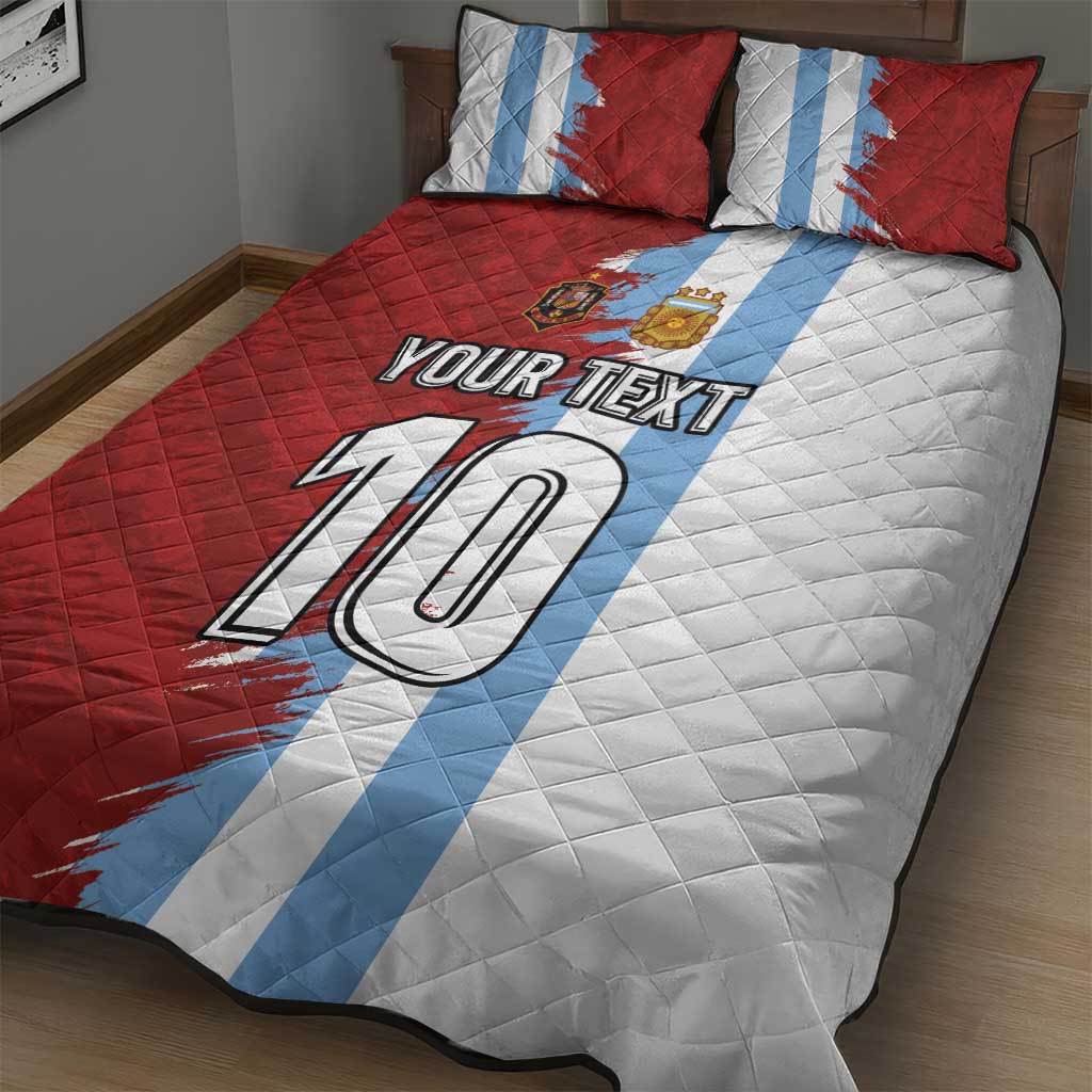 Half Argentina and Half Spain Football Quilt Bed Set Grunge Style - Wonder Print Shop