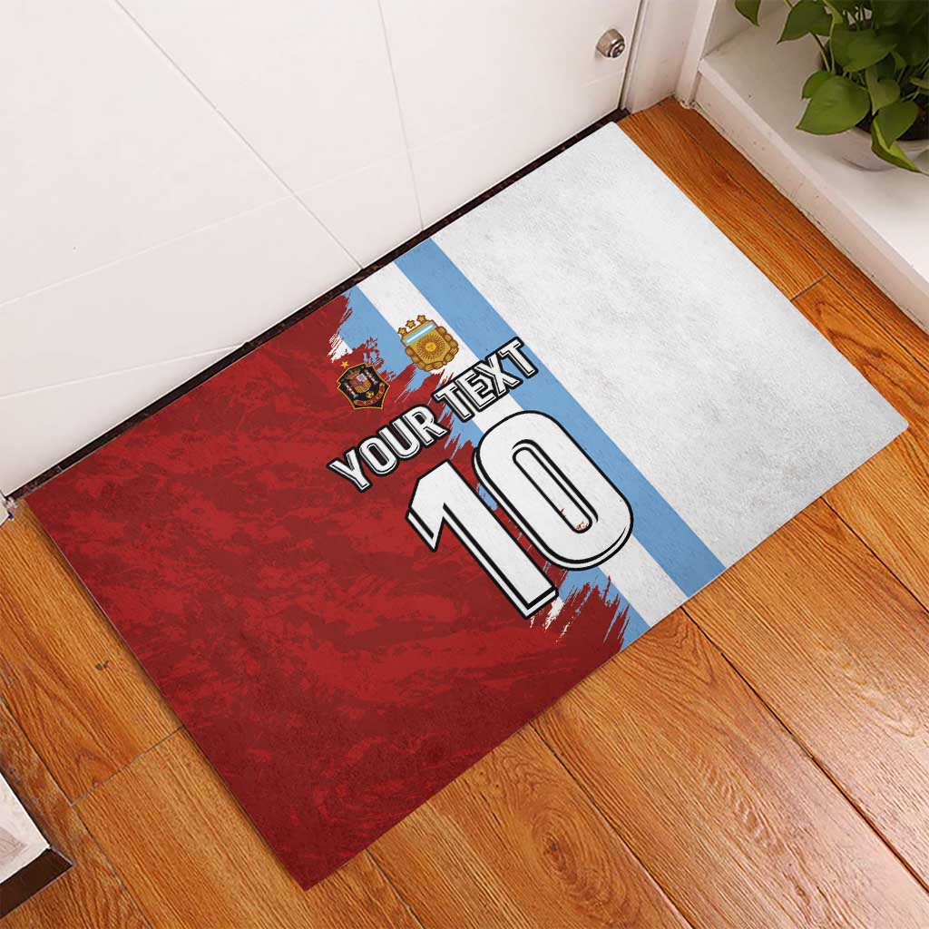 Half Argentina and Half Spain Football Rubber Doormat Grunge Style - Wonder Print Shop