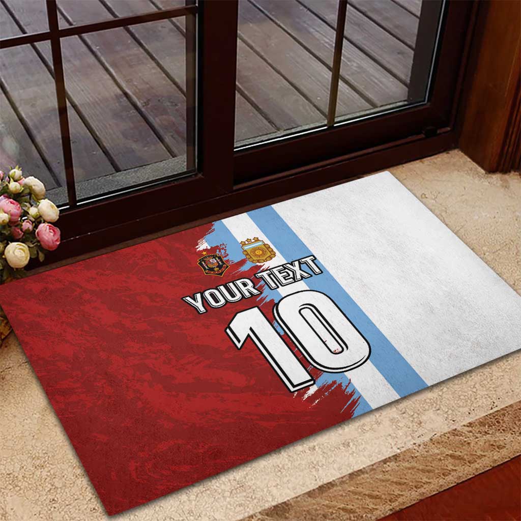 Half Argentina and Half Spain Football Rubber Doormat Grunge Style - Wonder Print Shop