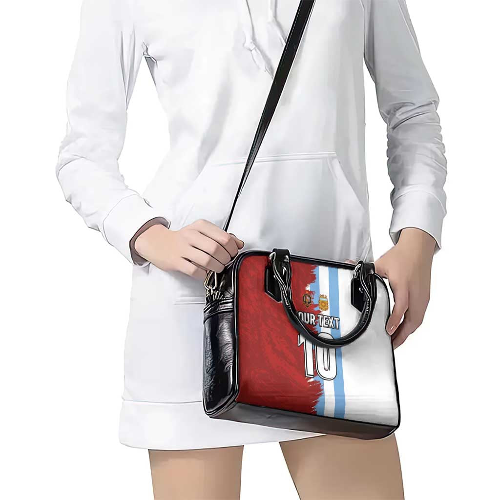 Half Argentina and Half Spain Football Shoulder Handbag Grunge Style