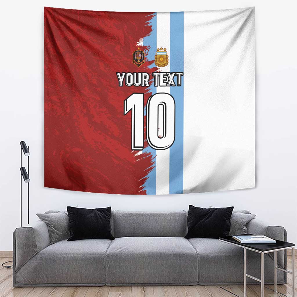 Half Argentina and Half Spain Football Tapestry Grunge Style - Wonder Print Shop
