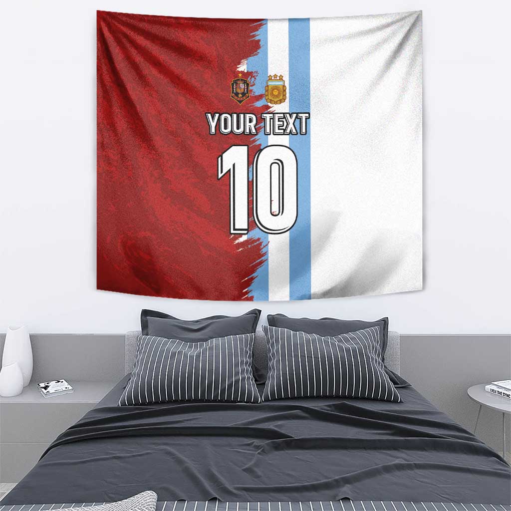Half Argentina and Half Spain Football Tapestry Grunge Style - Wonder Print Shop