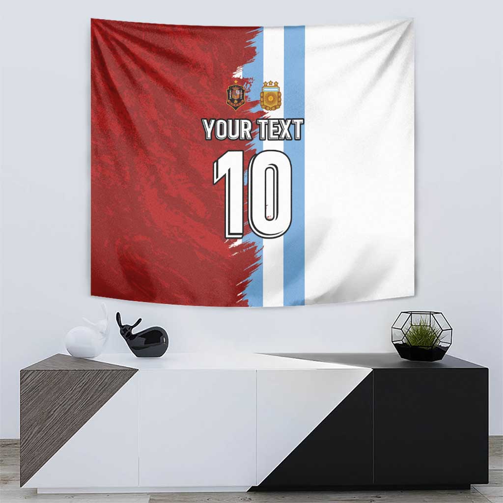 Half Argentina and Half Spain Football Tapestry Grunge Style - Wonder Print Shop