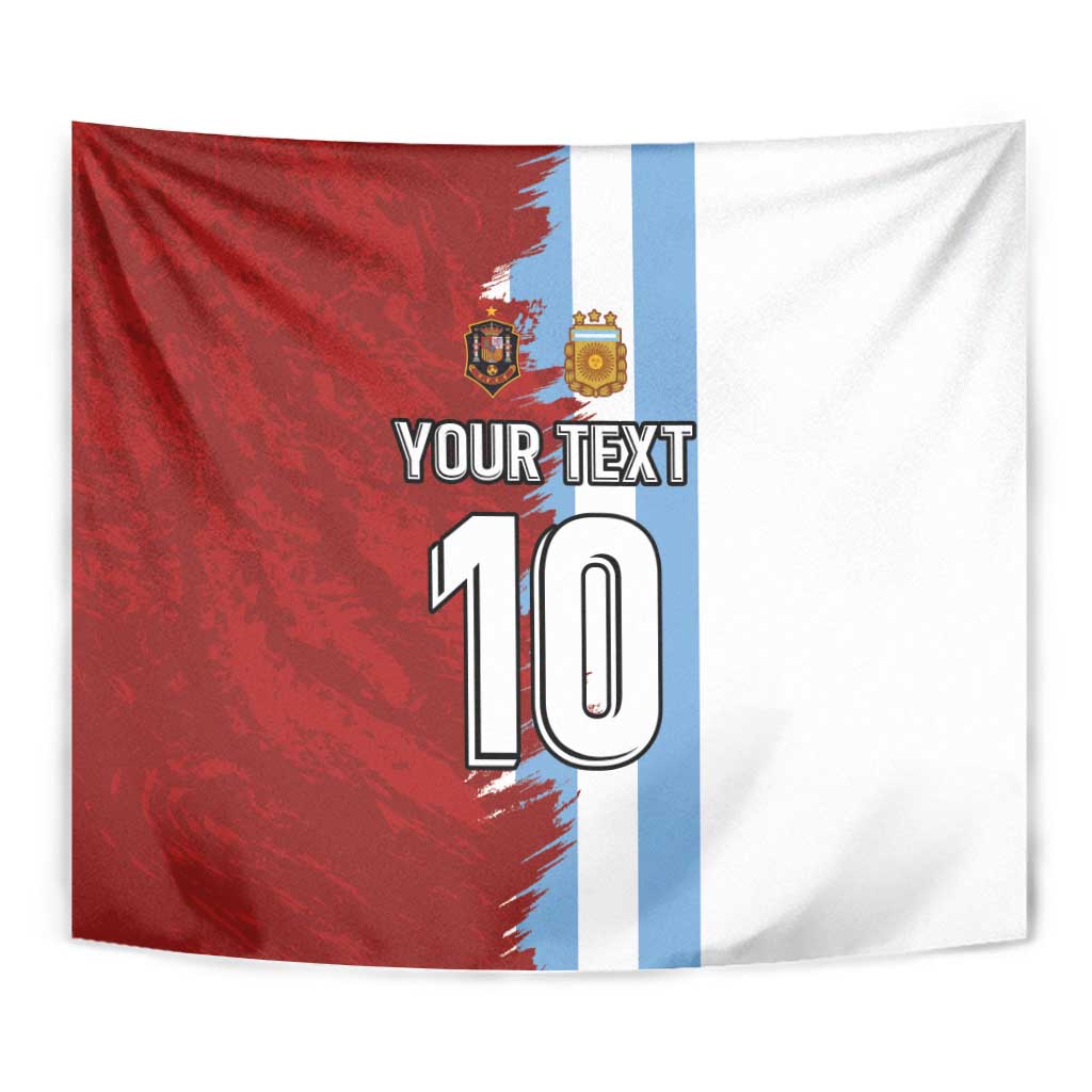 Half Argentina and Half Spain Football Tapestry Grunge Style - Wonder Print Shop