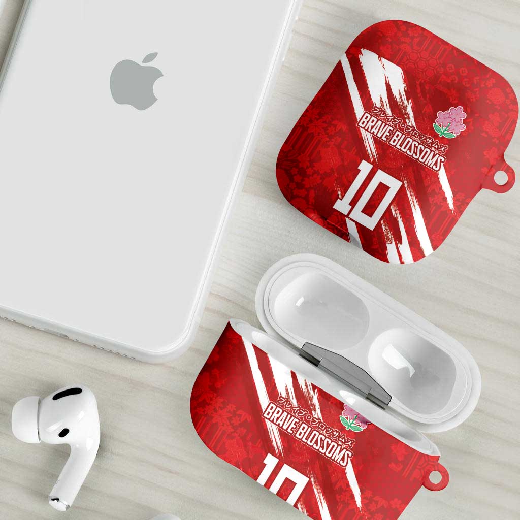 Custom Rugby Japan AirPods Case The Champion Brave Blossoms Red Color - Wonder Print Shop