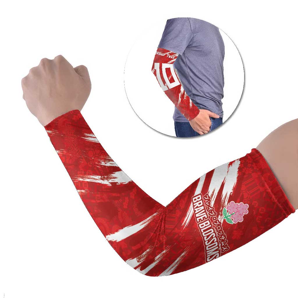 Custom Rugby Japan Arm Sleeves The Champion Brave Blossoms Red Color - Wonder Print Shop