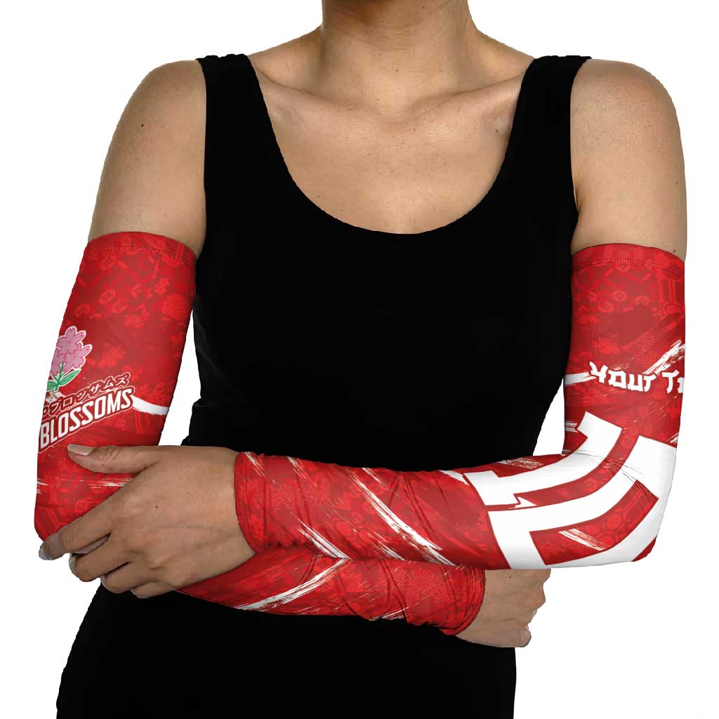 Custom Rugby Japan Arm Sleeves The Champion Brave Blossoms Red Color - Wonder Print Shop