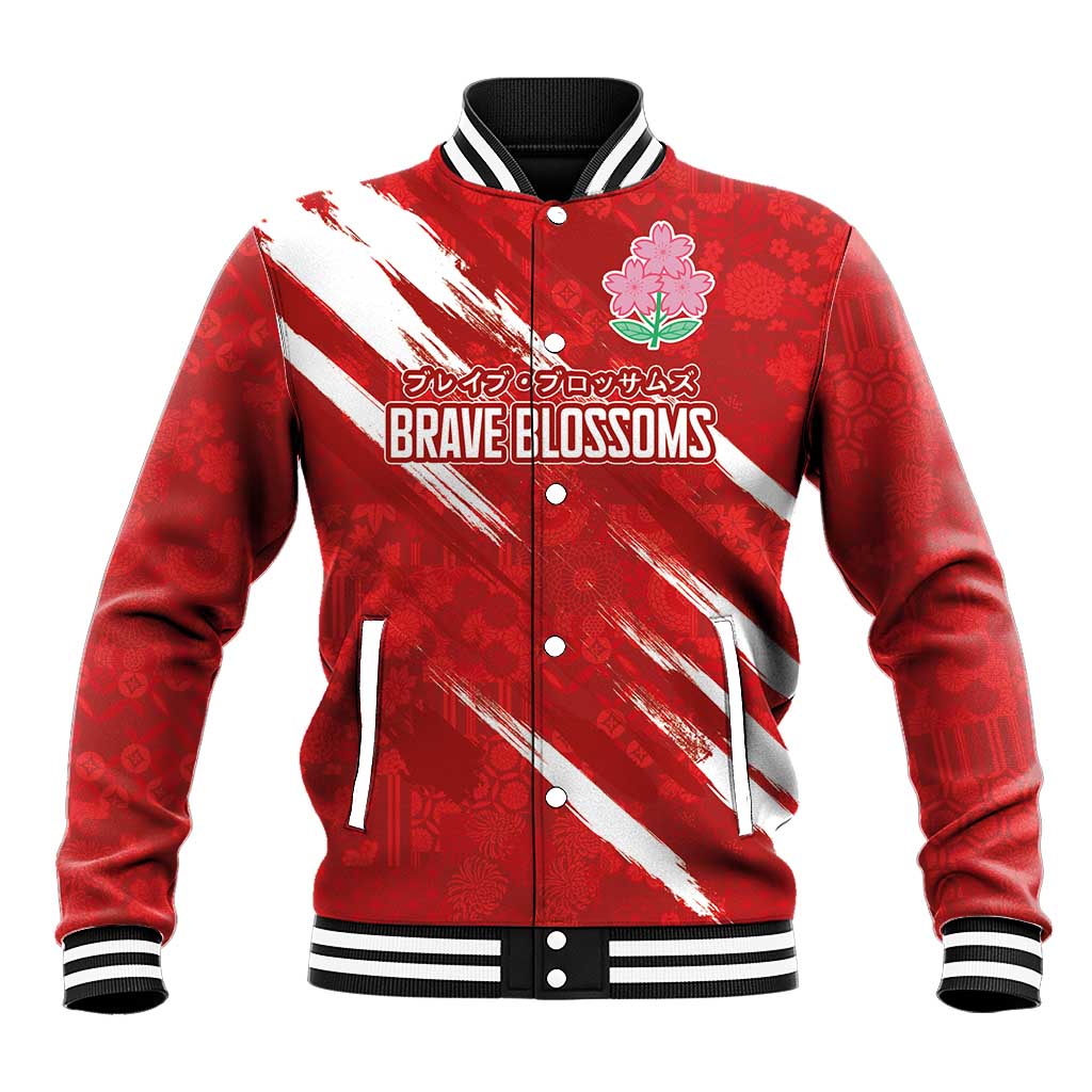 Custom Rugby Japan Baseball Jacket The Champion Brave Blossoms Red Color - Wonder Print Shop