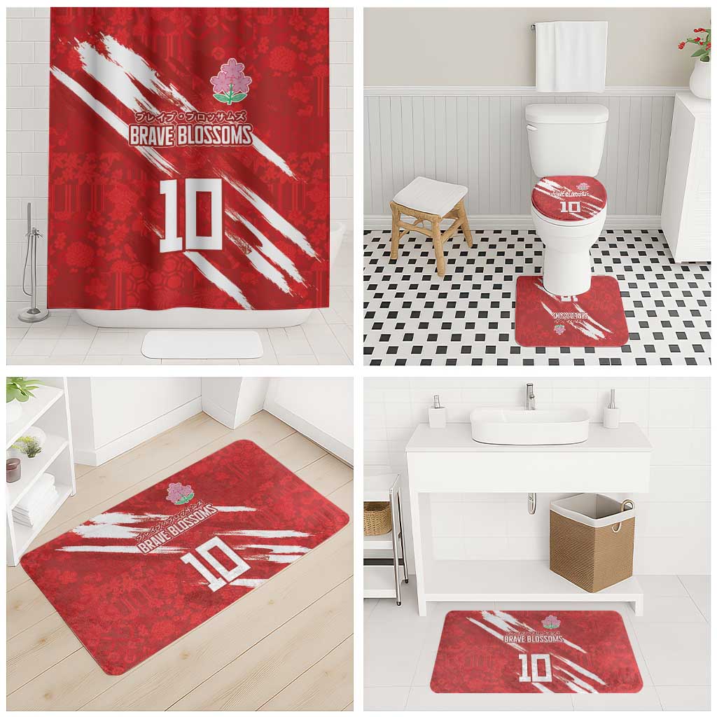 Custom Rugby Japan Bathroom Set The Champion Brave Blossoms Red Color - Wonder Print Shop