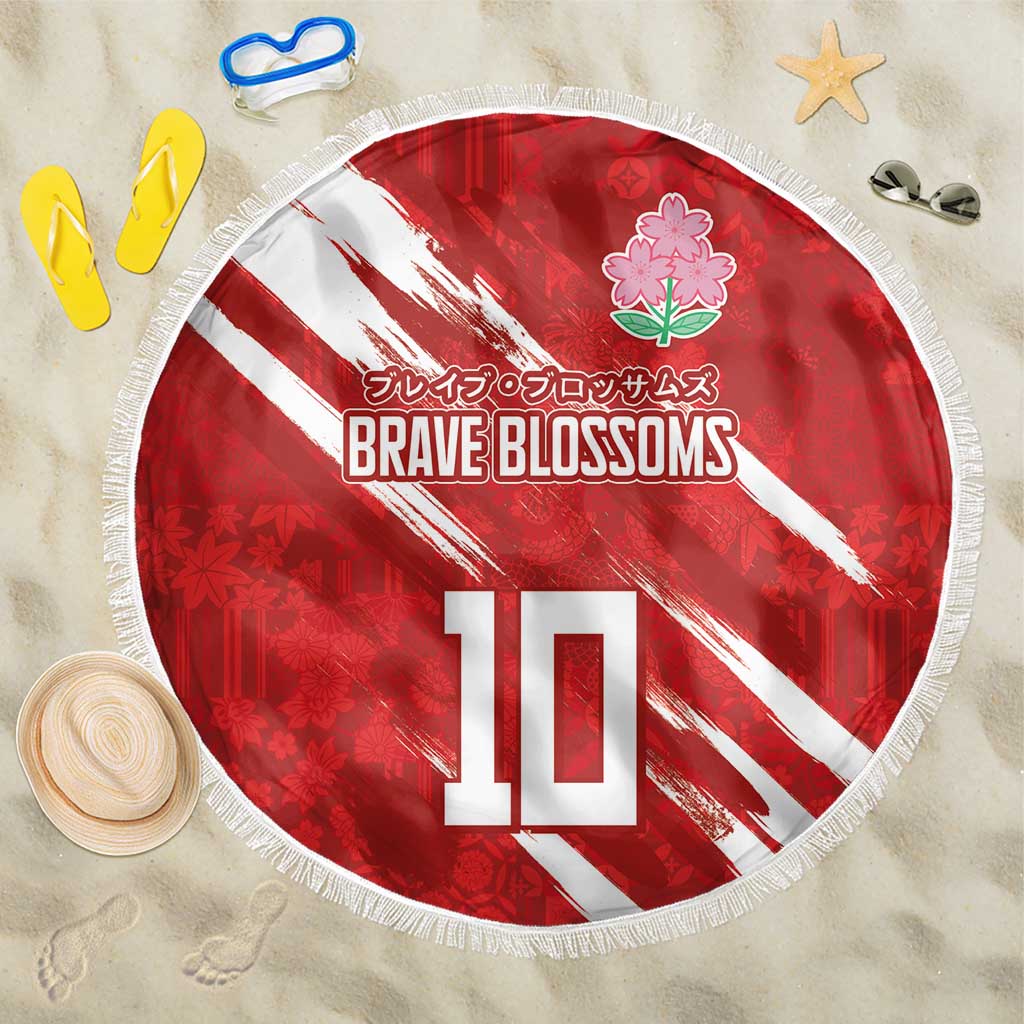 Custom Rugby Japan Beach Blanket The Champion Brave Blossoms Red Color - Wonder Print Shop