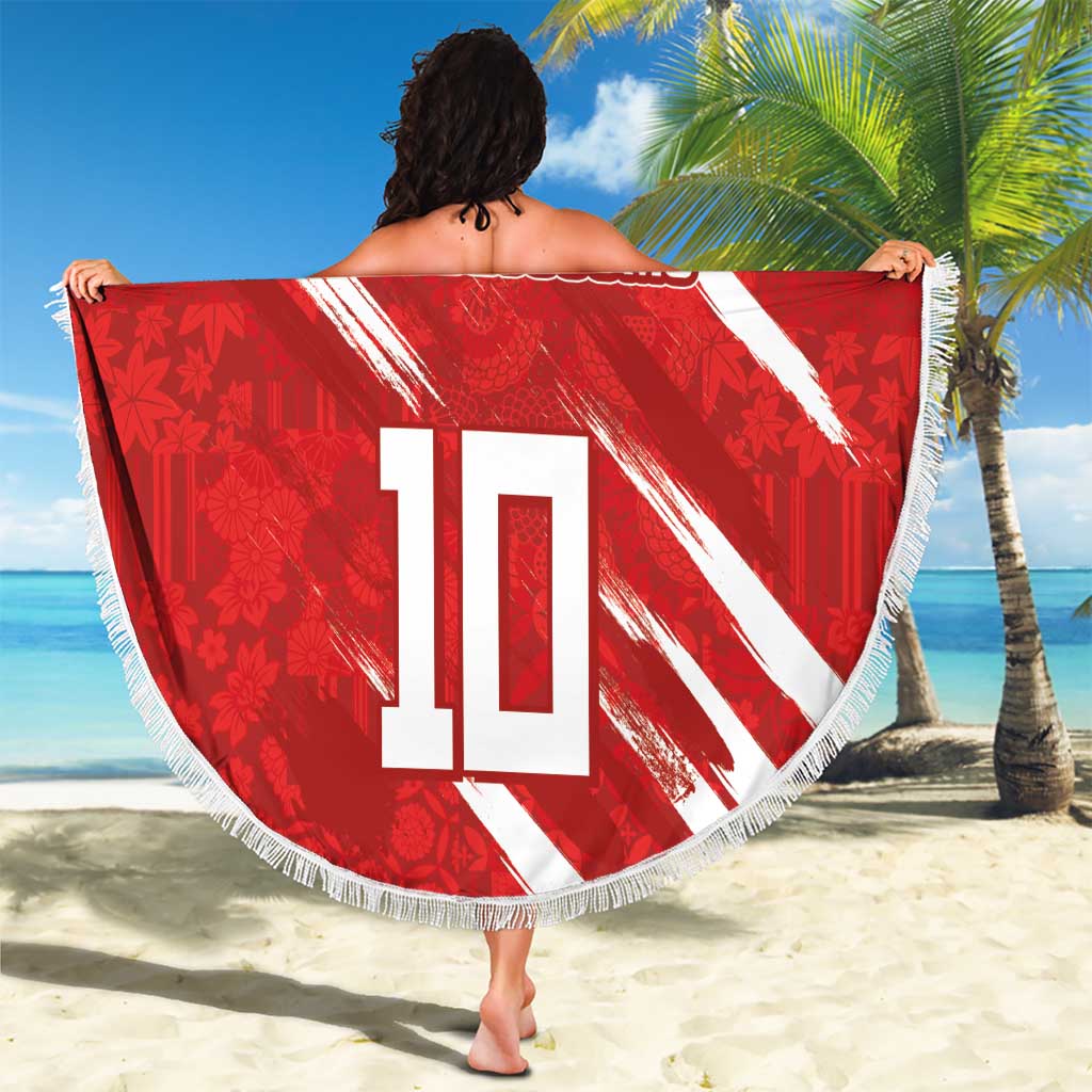 Custom Rugby Japan Beach Blanket The Champion Brave Blossoms Red Color - Wonder Print Shop