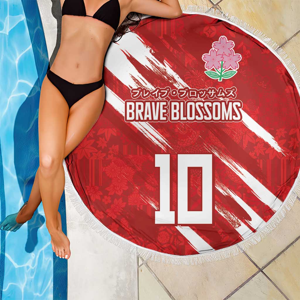 Custom Rugby Japan Beach Blanket The Champion Brave Blossoms Red Color - Wonder Print Shop