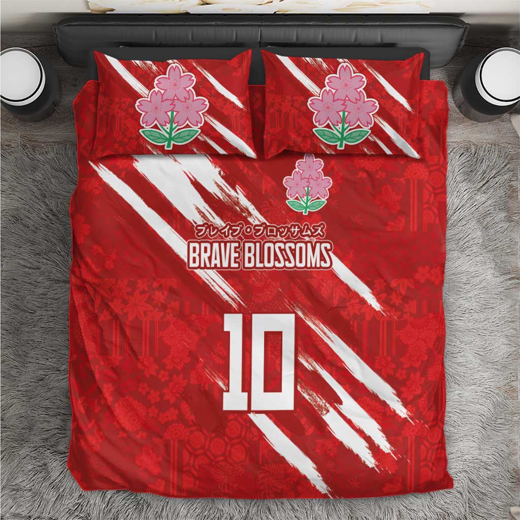 Custom Rugby Japan Bedding Set The Champion Brave Blossoms Red Color - Wonder Print Shop