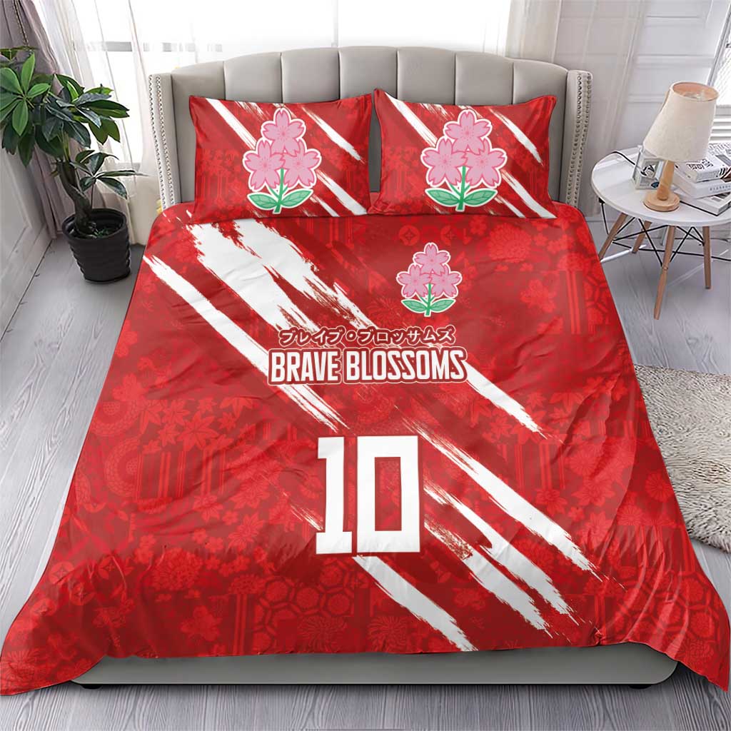 Custom Rugby Japan Bedding Set The Champion Brave Blossoms Red Color - Wonder Print Shop