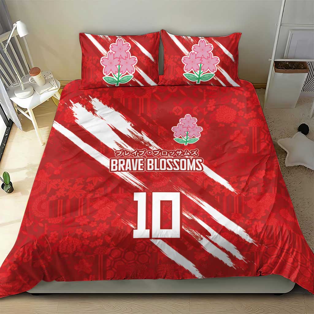 Custom Rugby Japan Bedding Set The Champion Brave Blossoms Red Color - Wonder Print Shop