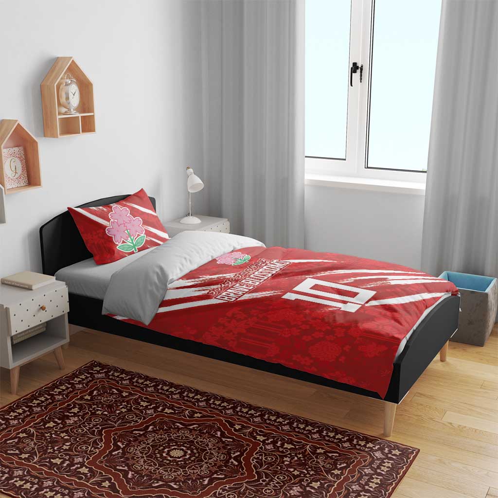Custom Rugby Japan Bedding Set The Champion Brave Blossoms Red Color - Wonder Print Shop