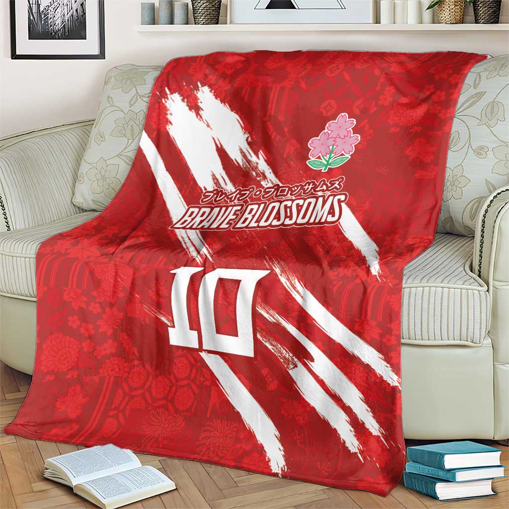 Custom Rugby Japan Blanket The Champion Brave Blossoms Red Color - Wonder Print Shop