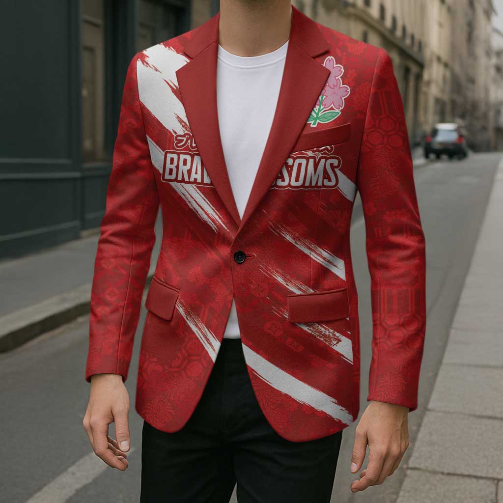 Custom Rugby Japan Blazer The Champion Brave Blossoms Red Color - Wonder Print Shop