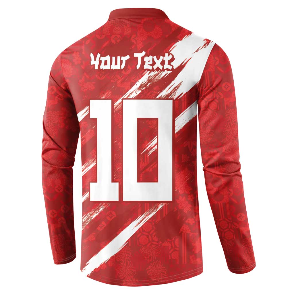 Custom Rugby Japan Button Sweatshirt The Champion Brave Blossoms Red Color - Wonder Print Shop