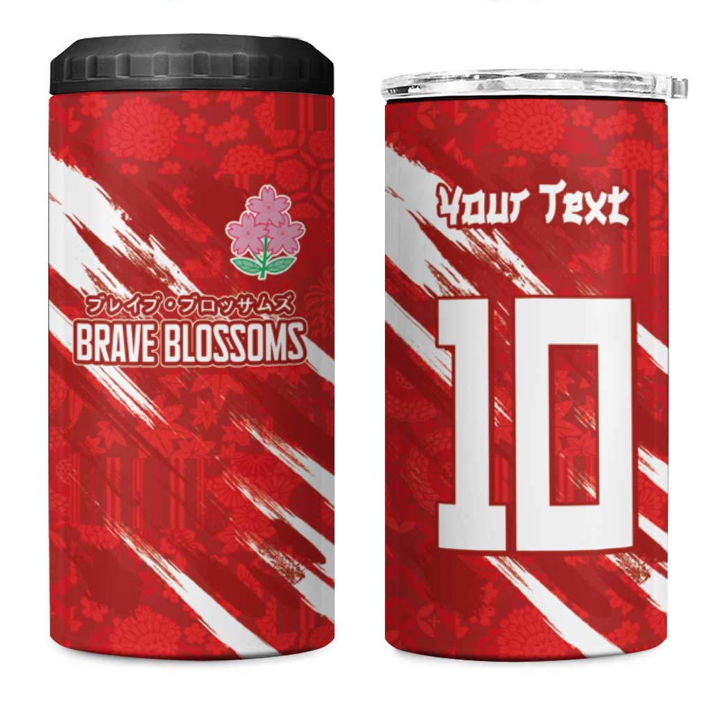 Custom Rugby Japan 4 in 1 Can Cooler Tumbler The Champion Brave Blossoms Red Color - Wonder Print Shop