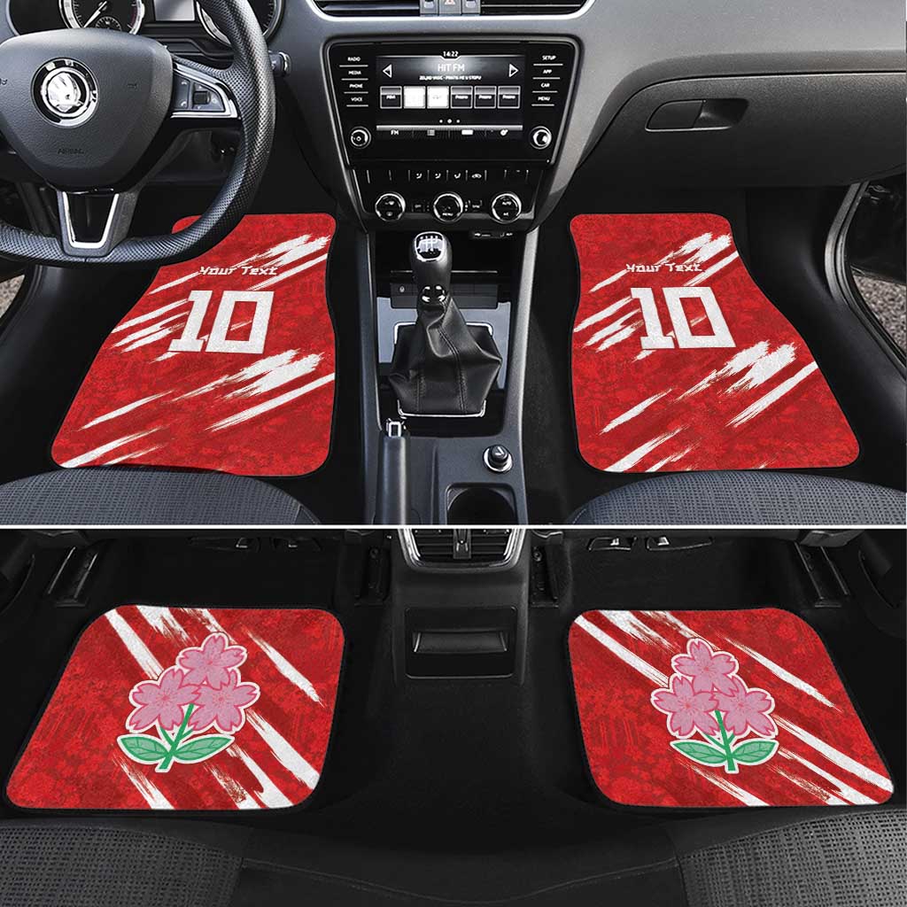 Custom Rugby Japan Car Mats The Champion Brave Blossoms Red Color - Wonder Print Shop