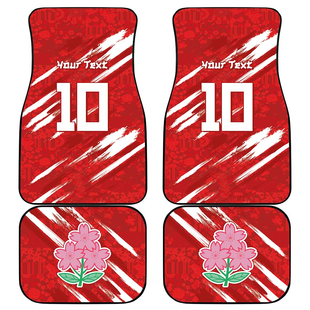 Custom Rugby Japan Car Mats The Champion Brave Blossoms Red Color - Wonder Print Shop
