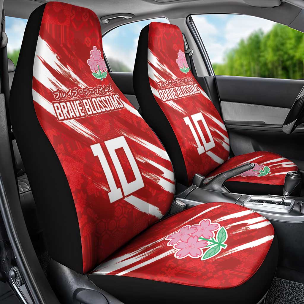 Custom Rugby Japan Car Seat Cover The Champion Brave Blossoms Red Color - Wonder Print Shop