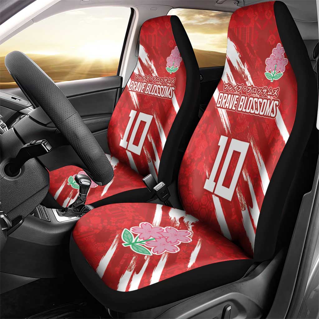 Custom Rugby Japan Car Seat Cover The Champion Brave Blossoms Red Color - Wonder Print Shop