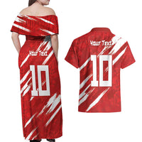 Custom Rugby Japan Couples Matching Off Shoulder Maxi Dress and Hawaiian Shirt The Champion Brave Blossoms Red Color - Wonder Print Shop