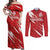 Custom Rugby Japan Couples Matching Off Shoulder Maxi Dress and Long Sleeve Button Shirt The Champion Brave Blossoms Red Color - Wonder Print Shop
