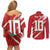 Custom Rugby Japan Couples Matching Off Shoulder Short Dress and Long Sleeve Button Shirt The Champion Brave Blossoms Red Color - Wonder Print Shop
