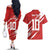 Custom Rugby Japan Couples Matching Off The Shoulder Long Sleeve Dress and Hawaiian Shirt The Champion Brave Blossoms Red Color - Wonder Print Shop