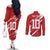 Custom Rugby Japan Couples Matching Off The Shoulder Long Sleeve Dress and Long Sleeve Button Shirt The Champion Brave Blossoms Red Color - Wonder Print Shop
