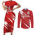 Custom Rugby Japan Couples Matching Short Sleeve Bodycon Dress and Long Sleeve Button Shirt The Champion Brave Blossoms Red Color - Wonder Print Shop