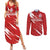 Custom Rugby Japan Couples Matching Summer Maxi Dress and Long Sleeve Button Shirt The Champion Brave Blossoms Red Color - Wonder Print Shop