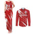 Custom Rugby Japan Couples Matching Tank Maxi Dress and Long Sleeve Button Shirt The Champion Brave Blossoms Red Color - Wonder Print Shop