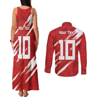 Custom Rugby Japan Couples Matching Tank Maxi Dress and Long Sleeve Button Shirt The Champion Brave Blossoms Red Color - Wonder Print Shop