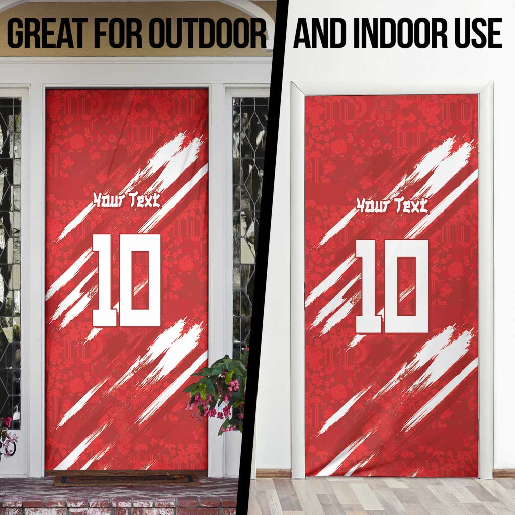 Custom Rugby Japan Door Cover The Champion Brave Blossoms Red Color - Wonder Print Shop