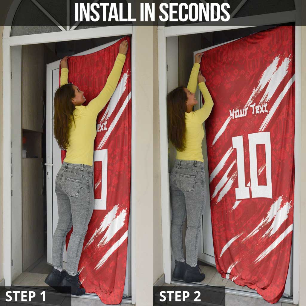 Custom Rugby Japan Door Cover The Champion Brave Blossoms Red Color - Wonder Print Shop