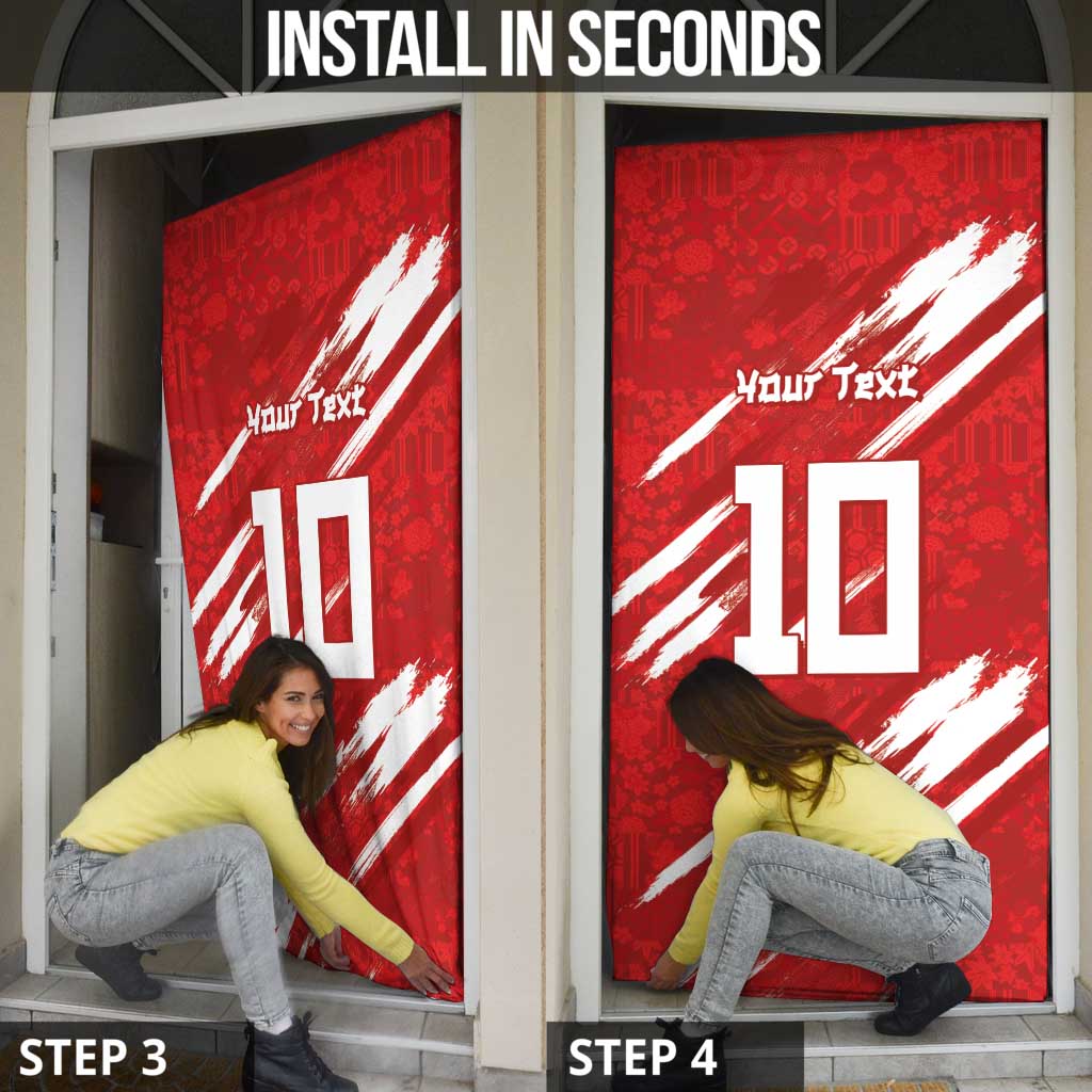 Custom Rugby Japan Door Cover The Champion Brave Blossoms Red Color - Wonder Print Shop