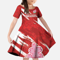 Custom Rugby Japan Family Matching Long Sleeve Bodycon Dress and Hawaiian Shirt The Champion Brave Blossoms Red Color - Wonder Print Shop