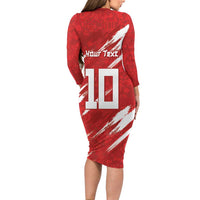 Custom Rugby Japan Family Matching Long Sleeve Bodycon Dress and Hawaiian Shirt The Champion Brave Blossoms Red Color - Wonder Print Shop