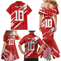 Custom Rugby Japan Family Matching Mermaid Dress and Hawaiian Shirt The Champion Brave Blossoms Red Color - Wonder Print Shop
