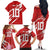 Custom Rugby Japan Family Matching Off The Shoulder Long Sleeve Dress and Hawaiian Shirt The Champion Brave Blossoms Red Color - Wonder Print Shop